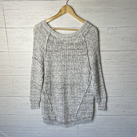 Free People Sweater Womens SZ S/P Raw Edge Inside Out Open Knit Tunic Boho Indie - Picture 11 of 16
